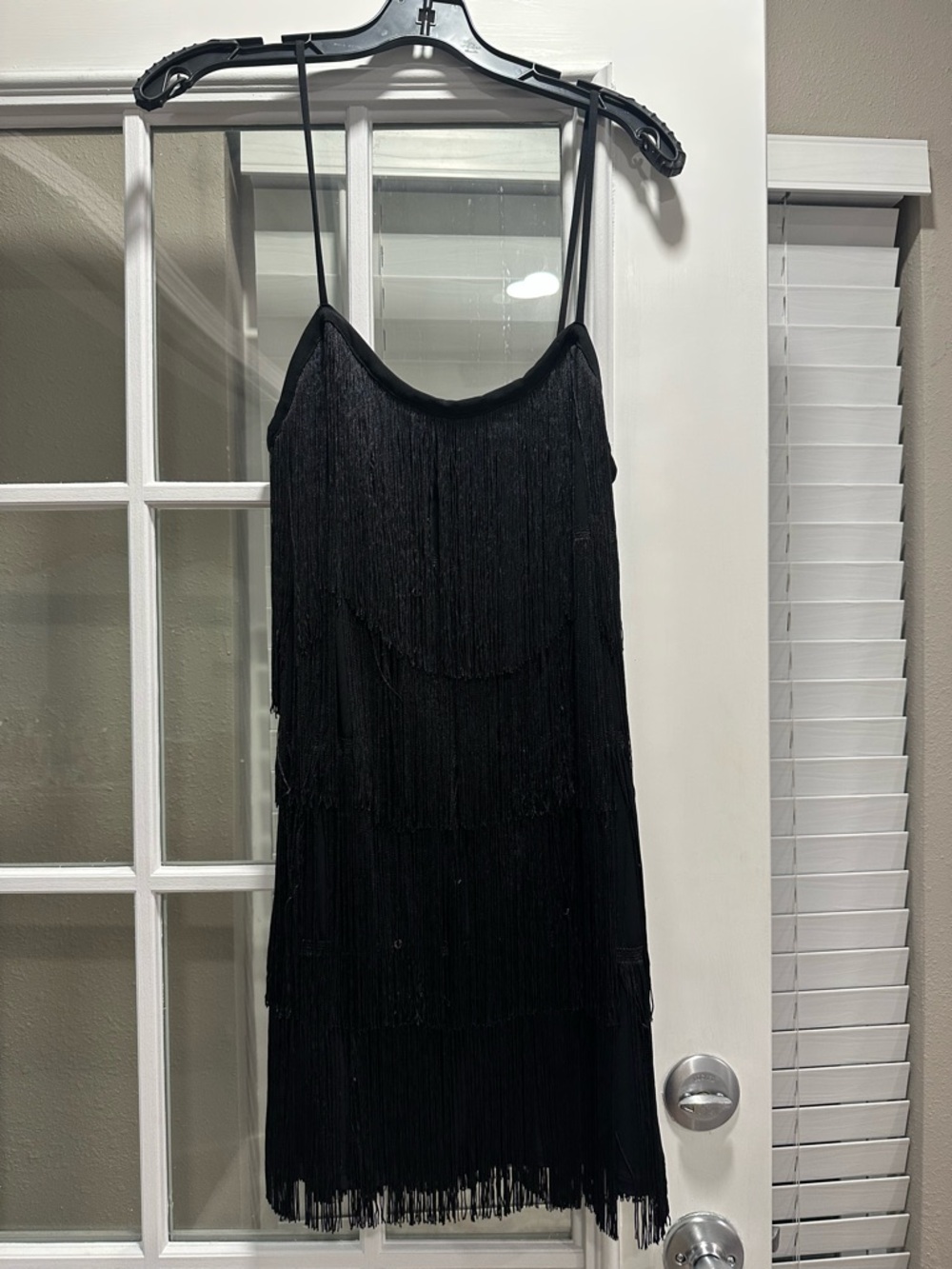 Mango Black Fringe Mini Slip Dress